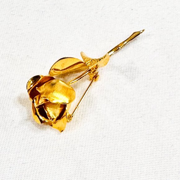 Vintage Gold Tone Single Rose Brooch by Cerrito - Picture 3 of 8